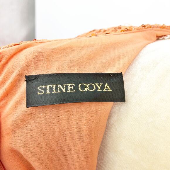 Stine Goya Womens Louiza Sequin Mini Dress Small Orange Drape Sleeveless NWOT - Picture 8 of 11